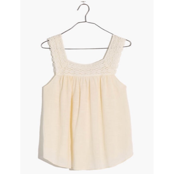 NWT Madewell Ivory Crochet Tie-Back Tank Top Sz XS - Picture 4 of 5
